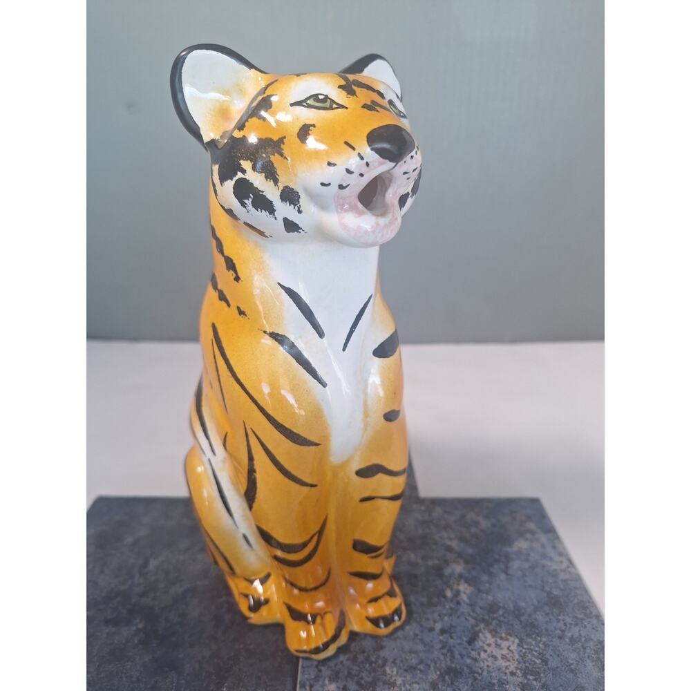 Vintage 1975 R.E.M.O Italy Tiger Ceramic Pitcher Decanter MCM Art Pottery- NM!